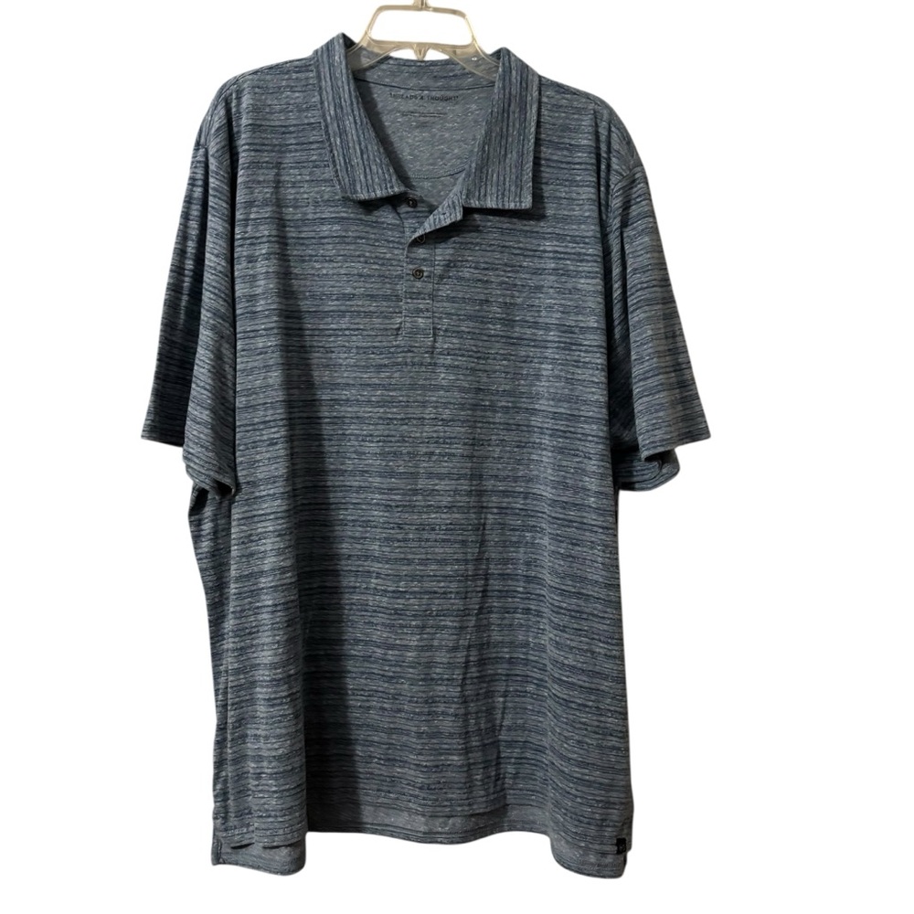 Threads 4 Thought blue stripe Polo Shirt XXXL